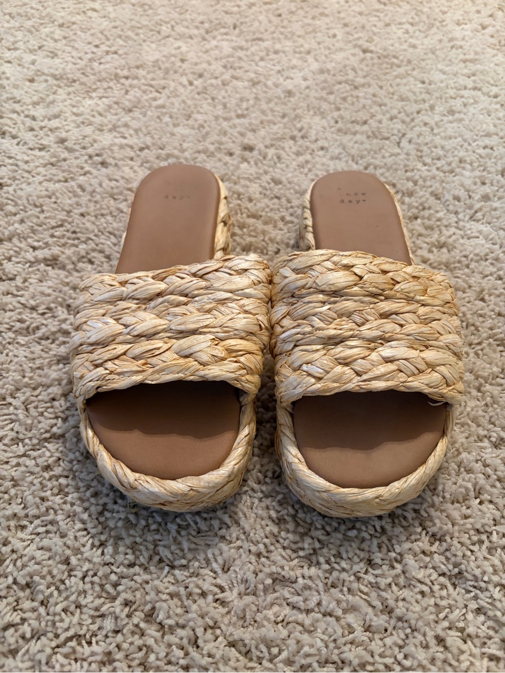 Woven Slide Sandals - Neutral Straw